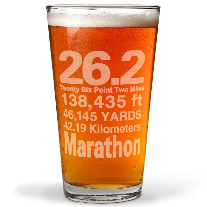 Gone For a Run 26.2 Math Miles Engraved Beer Pint Glass 16 oz. - Image 1